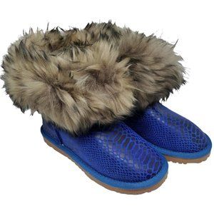 BUB New without tags Women Boots Faux Fur Blue Size 6 Blue Animal print